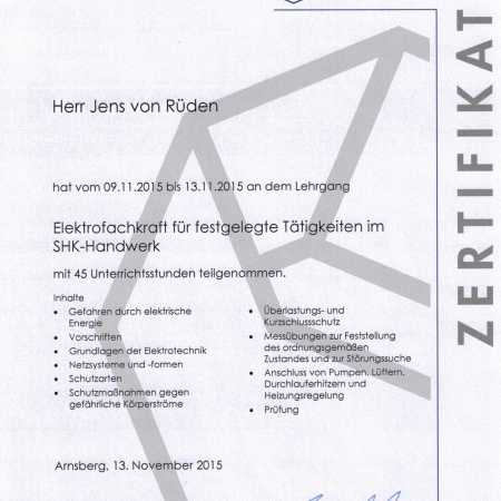 Jens von Rüden - Zertifikat