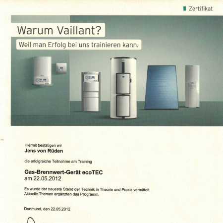 Jens von Rüden - Zertifikat