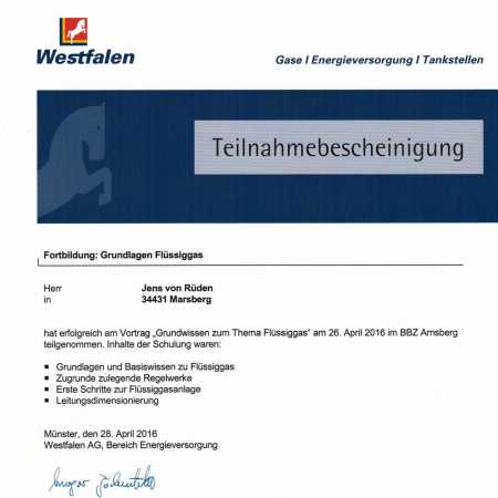 Jens von Rüden - Zertifikat